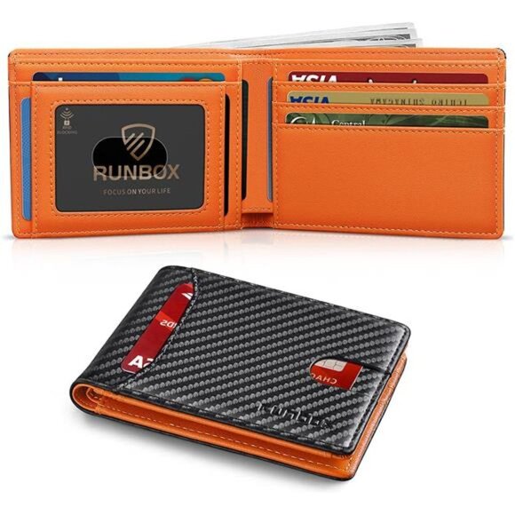 Slim Wallet for Men Minimalist Leather Bifold RFID Blocking with Gift Box